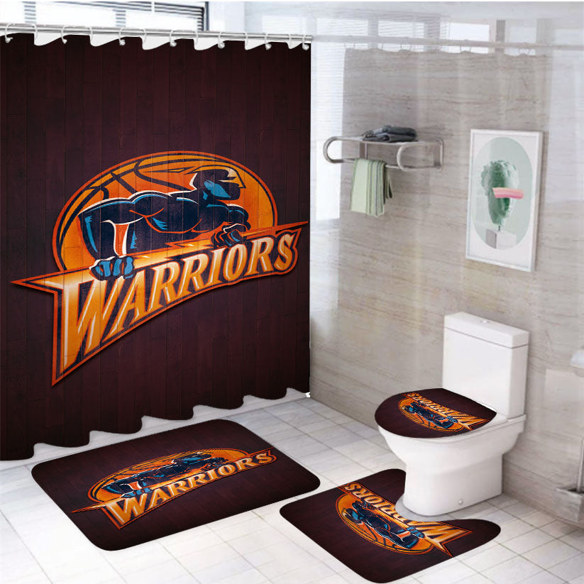Golden State Warriors Hardwood 4Pcs Bathroom Set Shower Curtain