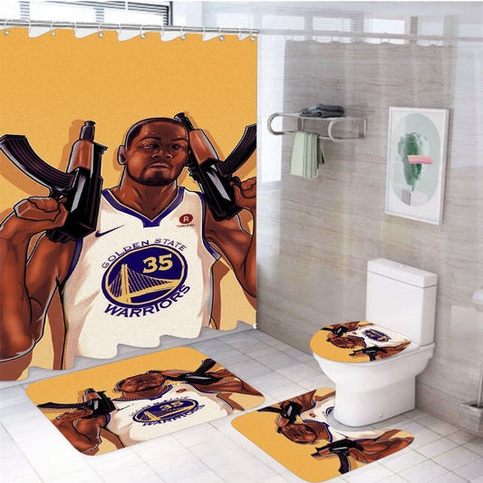 Golden State Warriors Jersey 4Pcs Bathroom Set Shower Curtain
