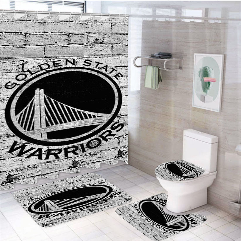 Golden State Warriors Logo 4Pcs Bathroom Set Shower Curtain