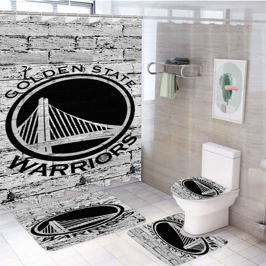 Golden State Warriors Logo 4Pcs Bathroom Set Shower Curtain