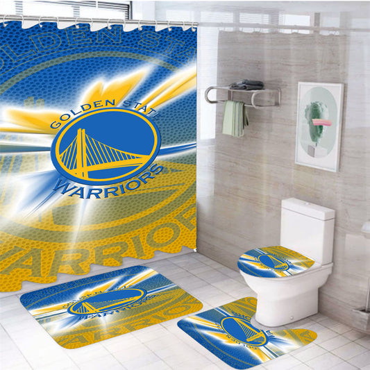 Golden State Warriors Logo 2 4Pcs Bathroom Set Shower Curtain