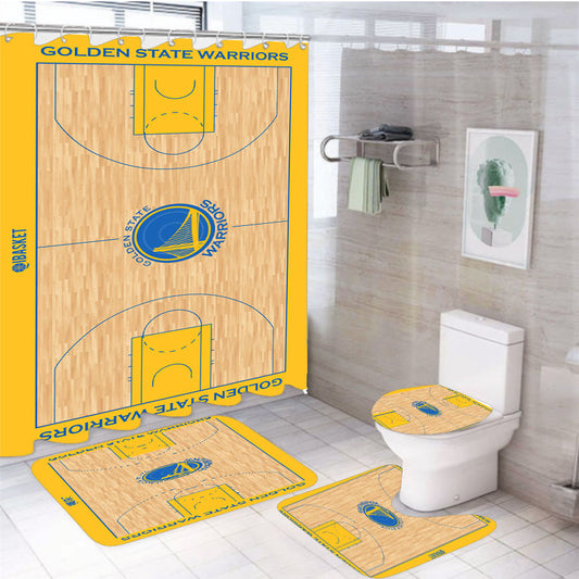 Golden State Warriors Logo Nba Stadium 4Pcs Bathroom Set Shower Curtain