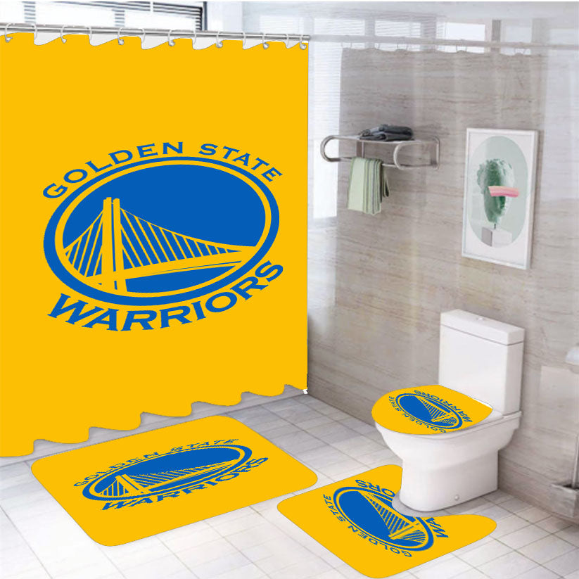 Golden State Warriors Yellow 4Pcs Bathroom Set Shower Curtain