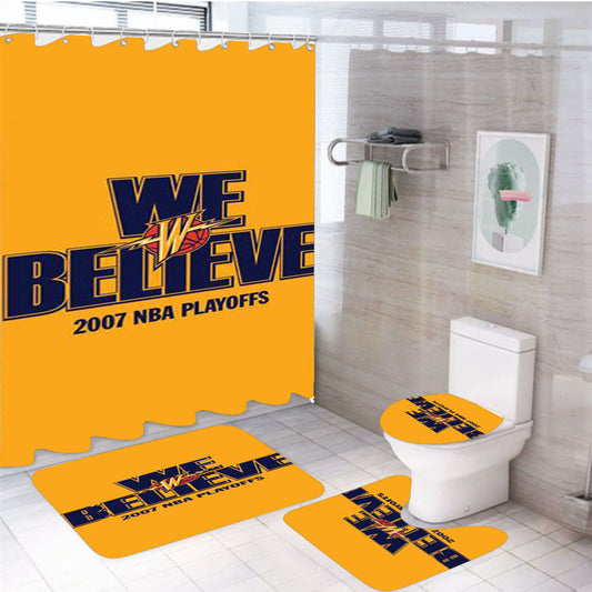 Golden State Warrors We Believe Semifinals 2017 4Pcs Bathroom Set Shower Curtain