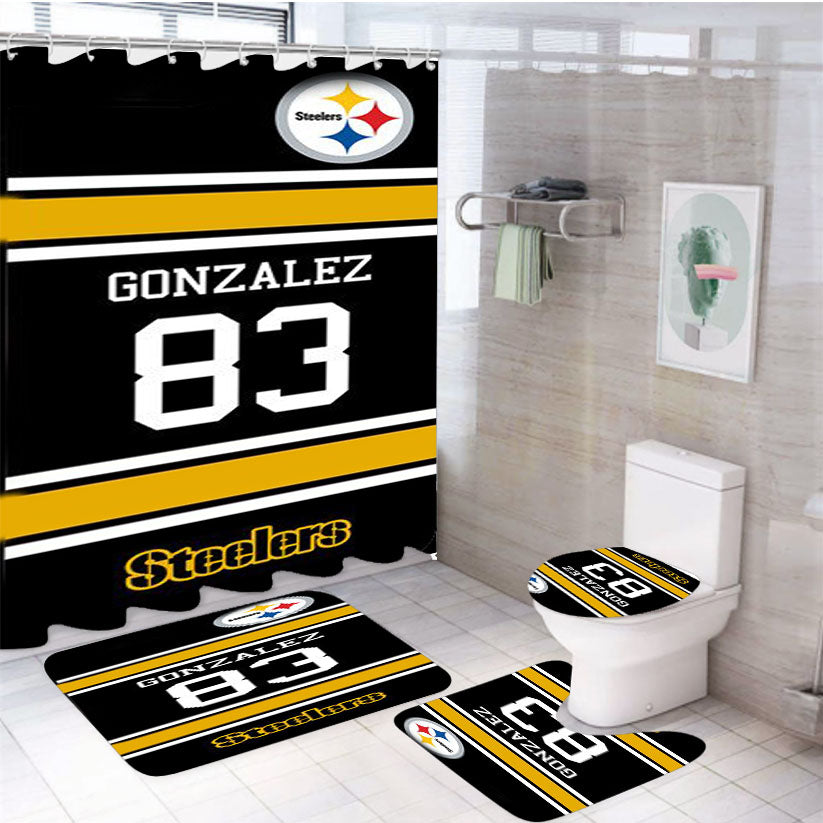 Gonzalez 83 Steelers 4Pcs Bathroom Set Shower Curtain