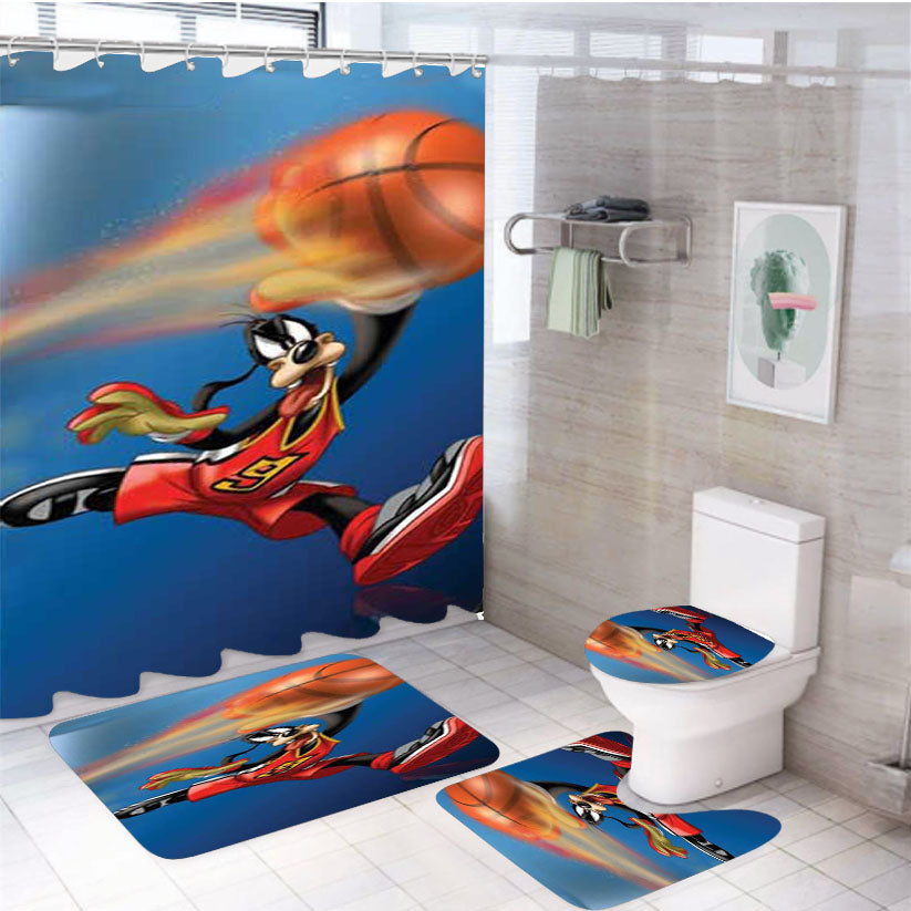 Goofy Basketball 4Pcs Bathroom Set Shower Curtain