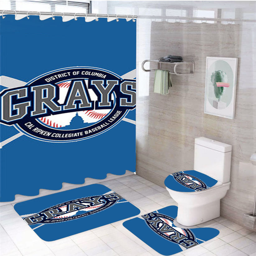 Grays Baseball Logo Blue 4Pcs Bathroom Set Shower Curtain
