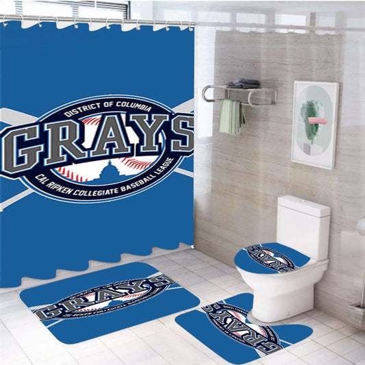 Grays Baseball Logo Blue 4Pcs Bathroom Set Shower Curtain