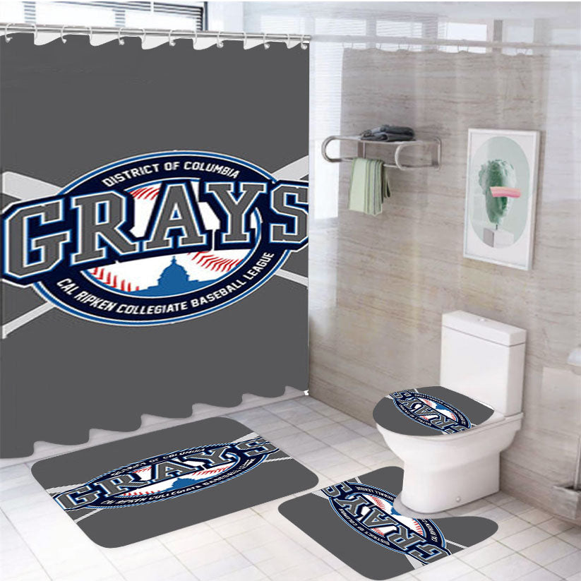 Grays Baseball Logo Gray 4Pcs Bathroom Set Shower Curtain