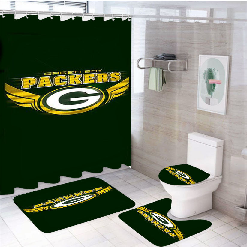 Green Bay Pakcers Logo 4Pcs Bathroom Set Shower Curtain