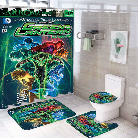 Green Lantern Hal Jordan 4Pcs Bathroom Set Shower Curtain