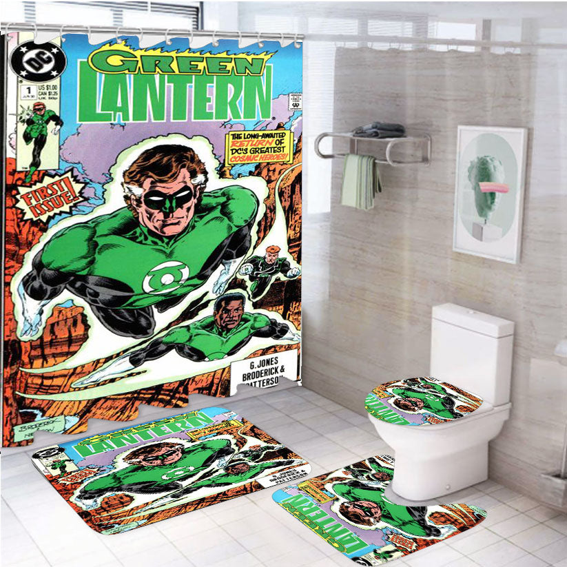 Green Lantern Hal Jordan 2 4Pcs Bathroom Set Shower Curtain