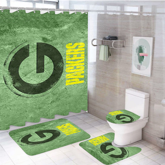 Green Packers Green Wall Landscape 4Pcs Bathroom Set Shower Curtain