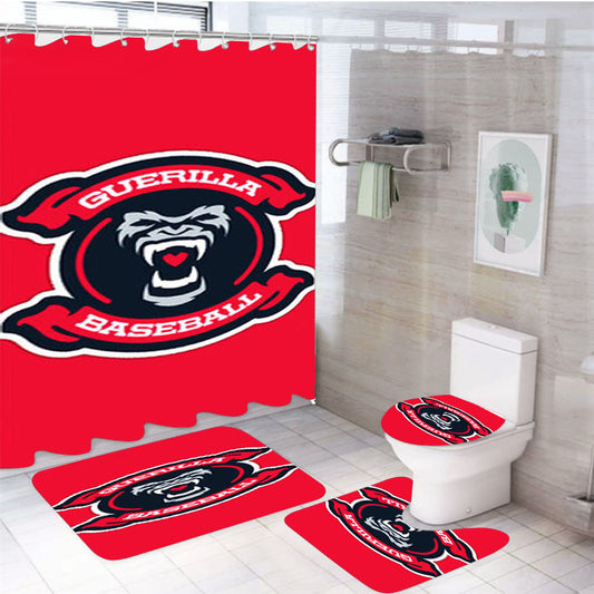 Guerilla Baseball Team Logos Red 4Pcs Bathroom Set Shower Curtain