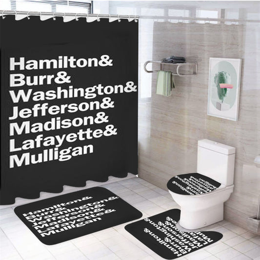 Hamilton Burr Washington Jefferson Madison Lafayette & Mulligan 4Pcs Bathroom Set Shower Curtain