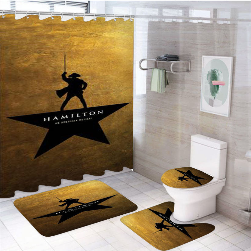 Hamilton Musical George Washington 4Pcs Bathroom Set Shower Curtain