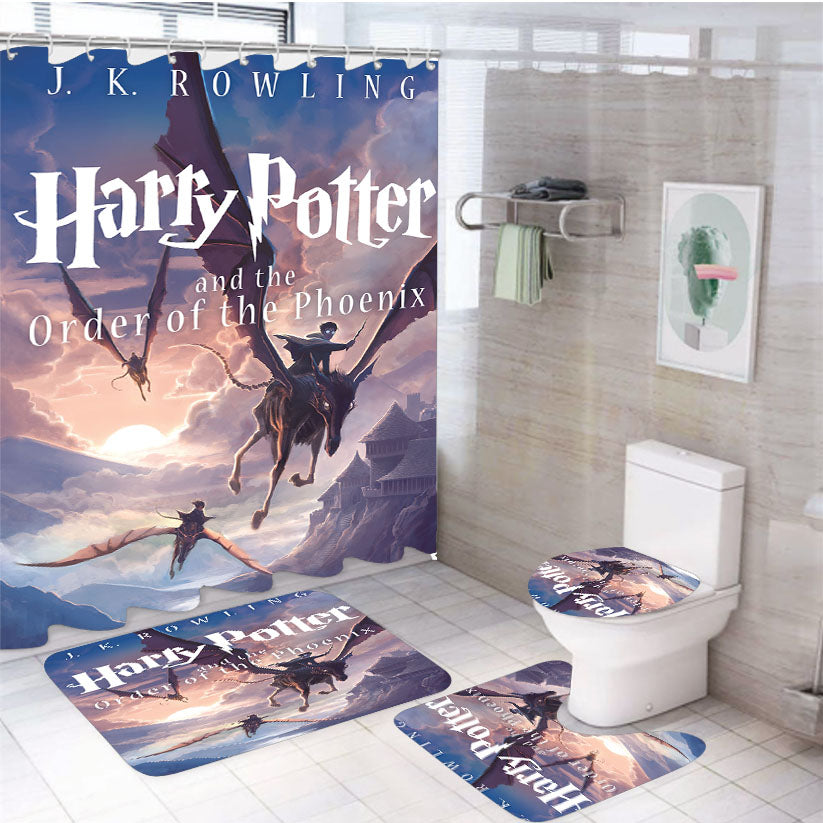 Harry Potter And The Order Of The Phoenix New Book Cover 4Pcs Bathroom Set Shower Curtain
