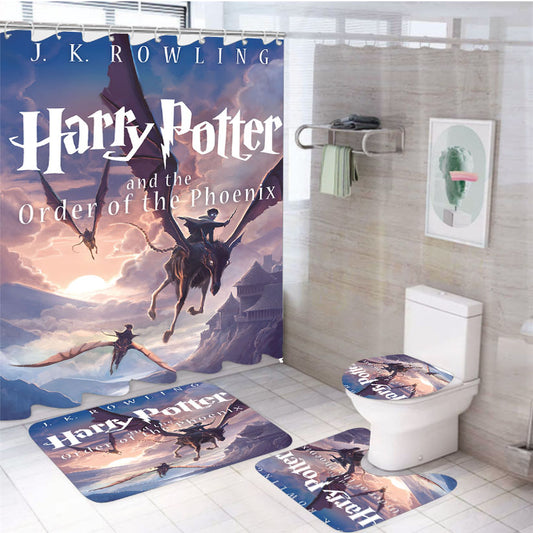 Harry Potter And The Order Of The Phoenix New Book Cover 4Pcs Bathroom Set Shower Curtain