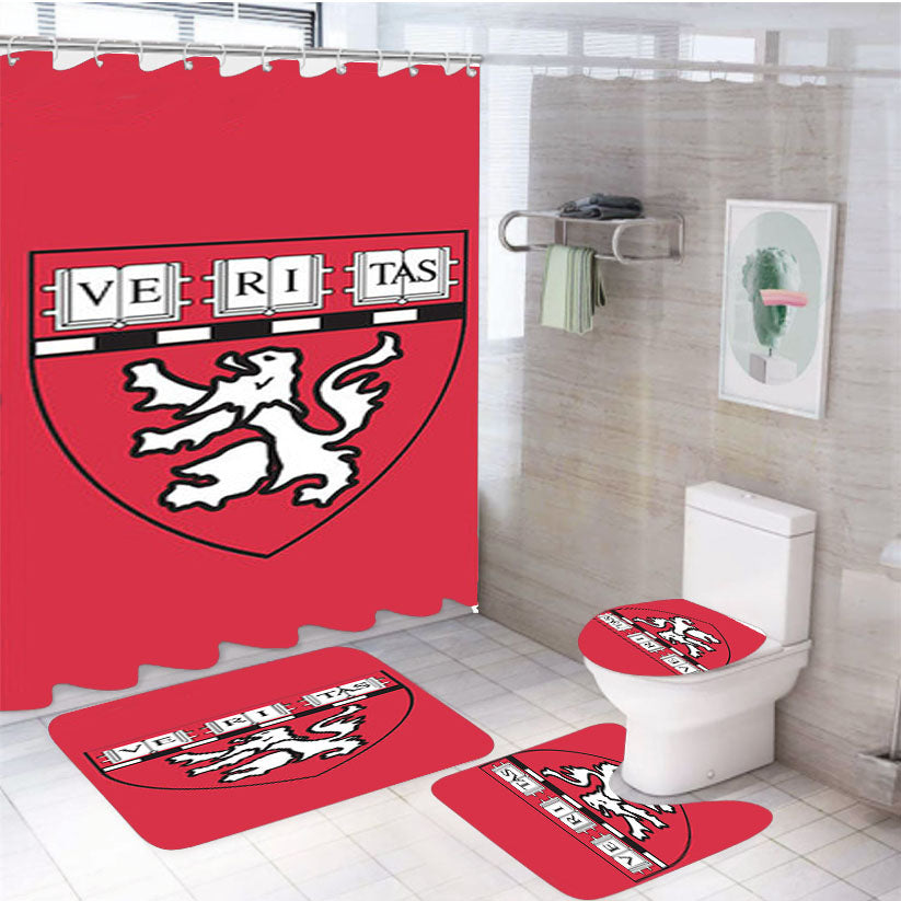 Harvard Med Logo Red 4Pcs Bathroom Set Shower Curtain