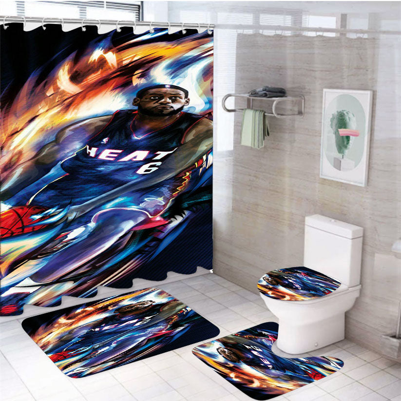 Heat 6 Basket Ball 4Pcs Bathroom Set Shower Curtain