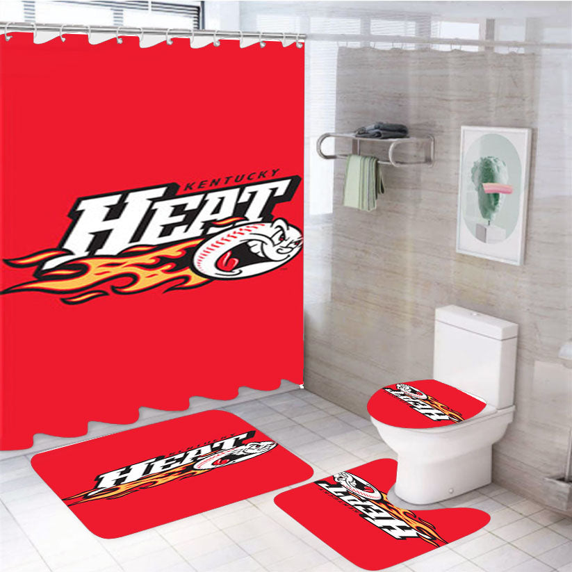 Heat Kentucky Baseball Logo Red 4Pcs Bathroom Set Shower Curtain