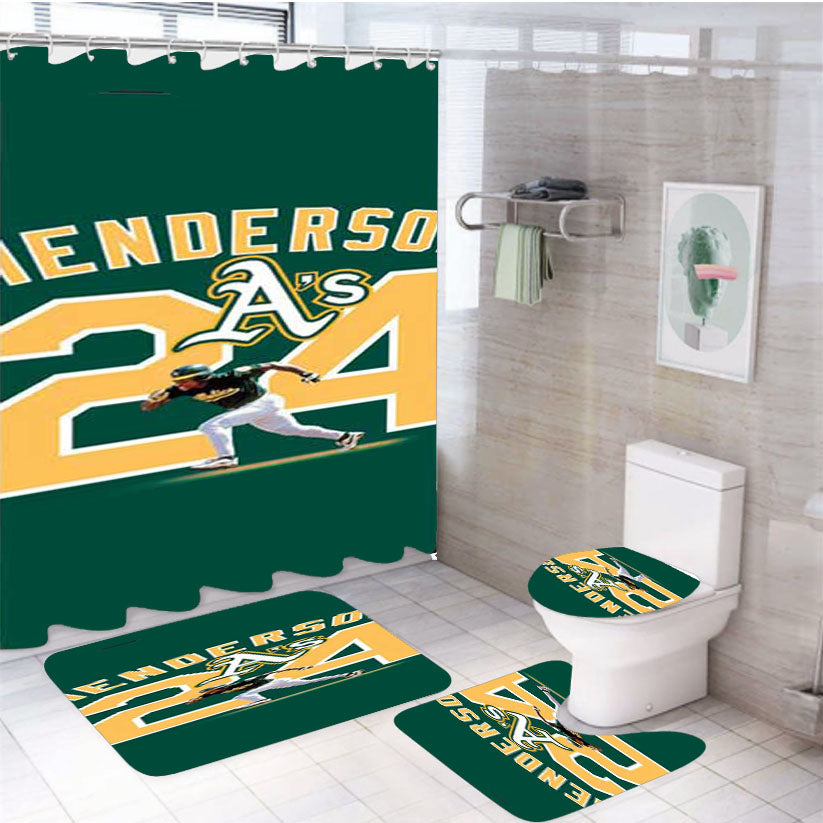 Henderson Oakland Athletics 4Pcs Bathroom Set Shower Curtain
