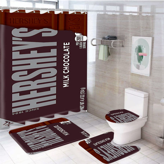 Hershey Milk Chocolate Candy Bar Xl 4Pcs Bathroom Set Shower Curtain