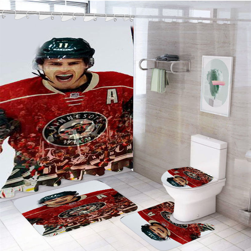 Hockey Blackhawks Chicago 4Pcs Bathroom Set Shower Curtain