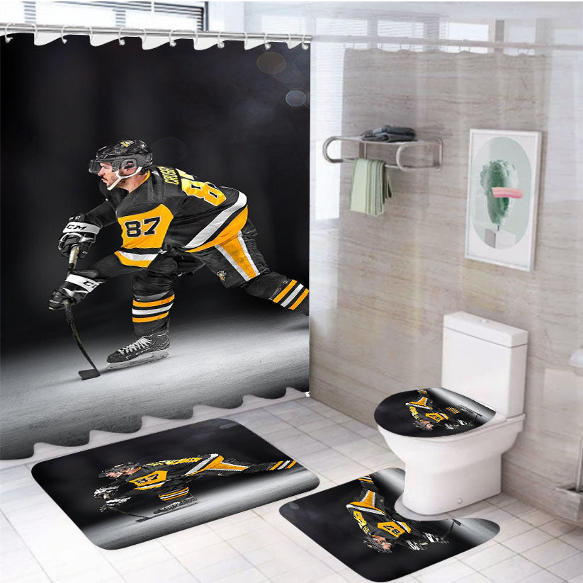 Hockey Player Nhl 4Pcs Bathroom Set Shower Curtain
