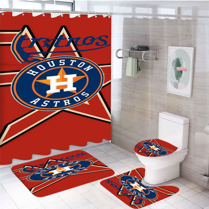 Houston Astros 4Pcs Bathroom Set Shower Curtain
