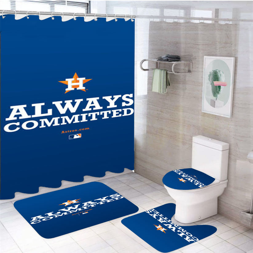 Houston Astros Always Committed 4Pcs Bathroom Set Shower Curtain