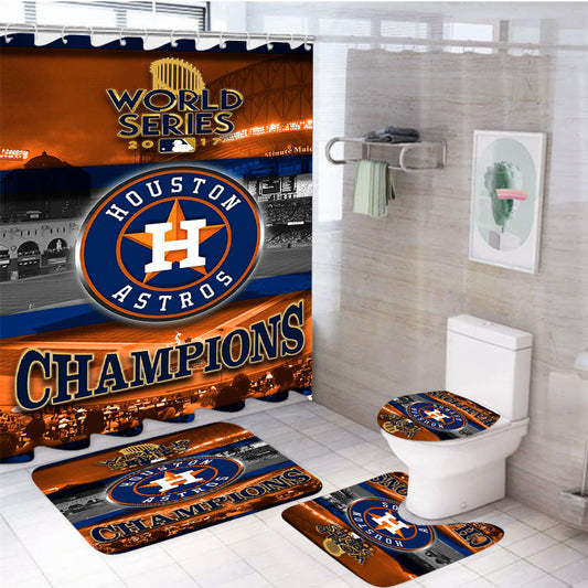 Houston Astros Champion World Series 4Pcs Bathroom Set Shower Curtain