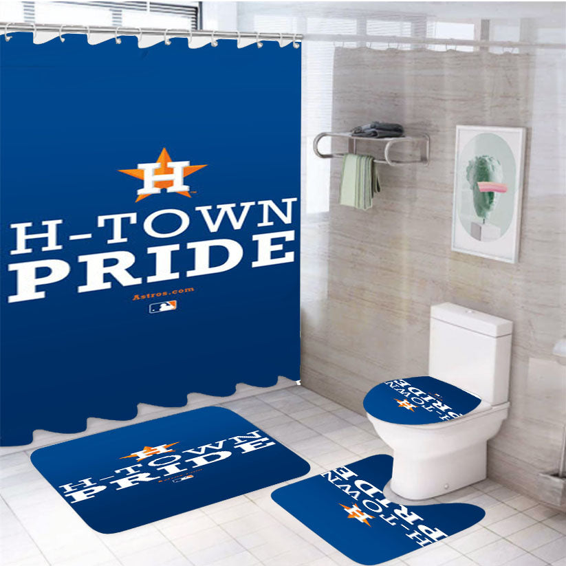 Houston Astros H Town Pride 4Pcs Bathroom Set Shower Curtain