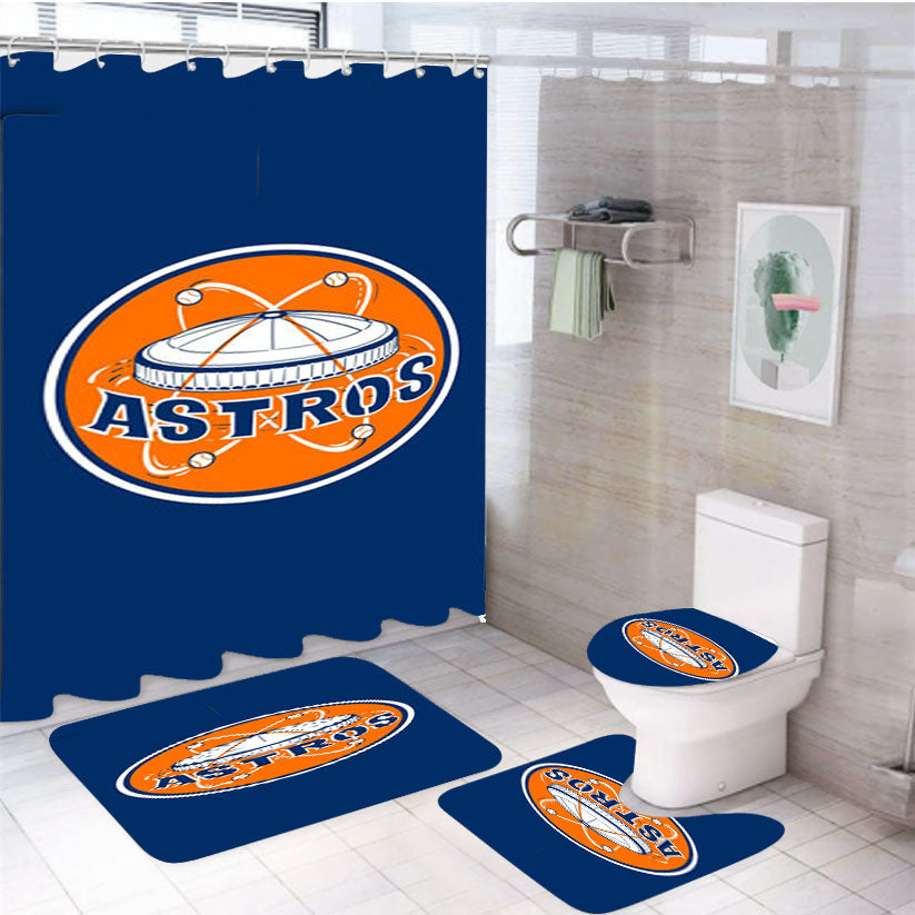 Houston Astros Logo 4Pcs Bathroom Set Shower Curtain