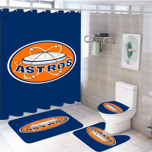 Houston Astros Logo 4Pcs Bathroom Set Shower Curtain