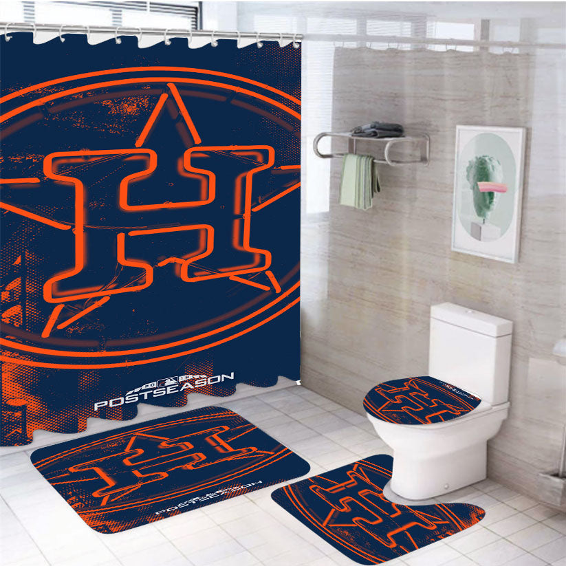 Houston Astros M 4Pcs Bathroom Set Shower Curtain