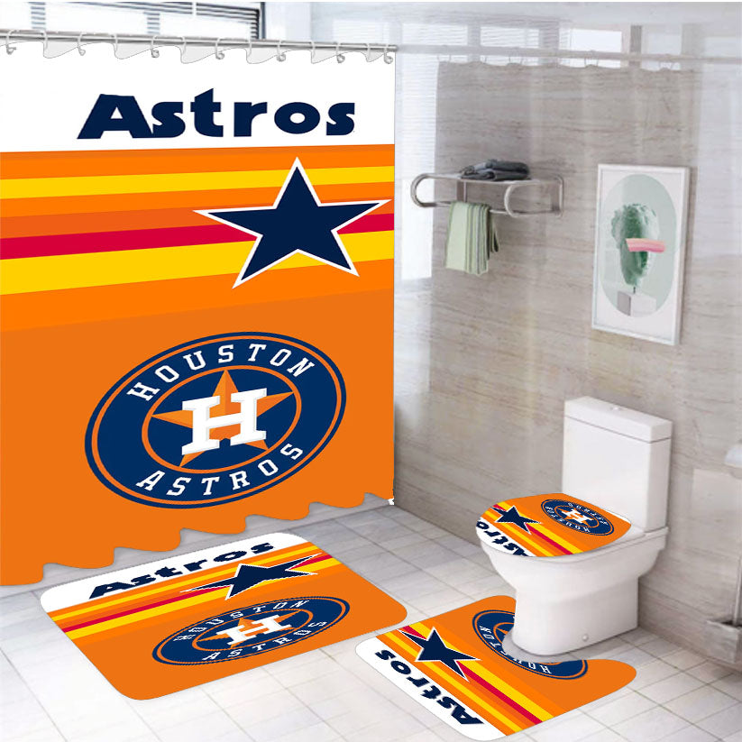 Houston Astros Mlb 4Pcs Bathroom Set Shower Curtain