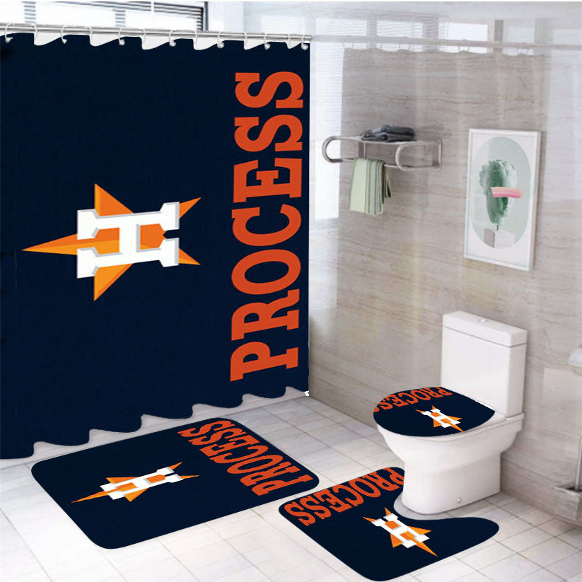 Houston Astros Process 4Pcs Bathroom Set Shower Curtain