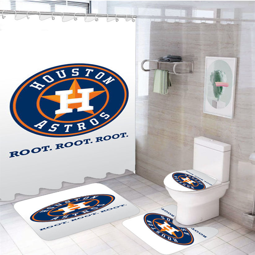 Houston Astros Root 4Pcs Bathroom Set Shower Curtain
