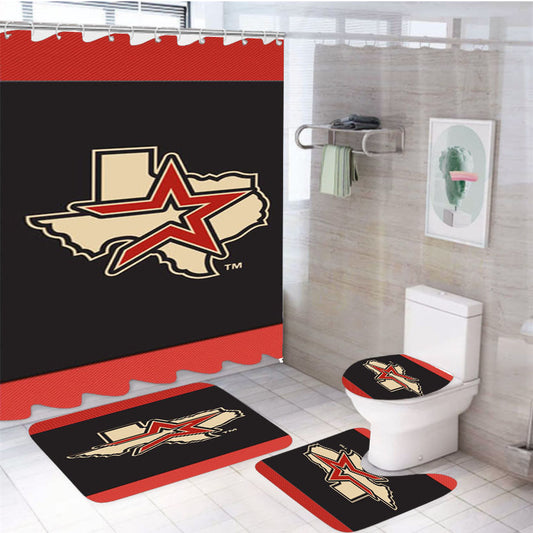 Houston Astros Texas 4Pcs Bathroom Set Shower Curtain