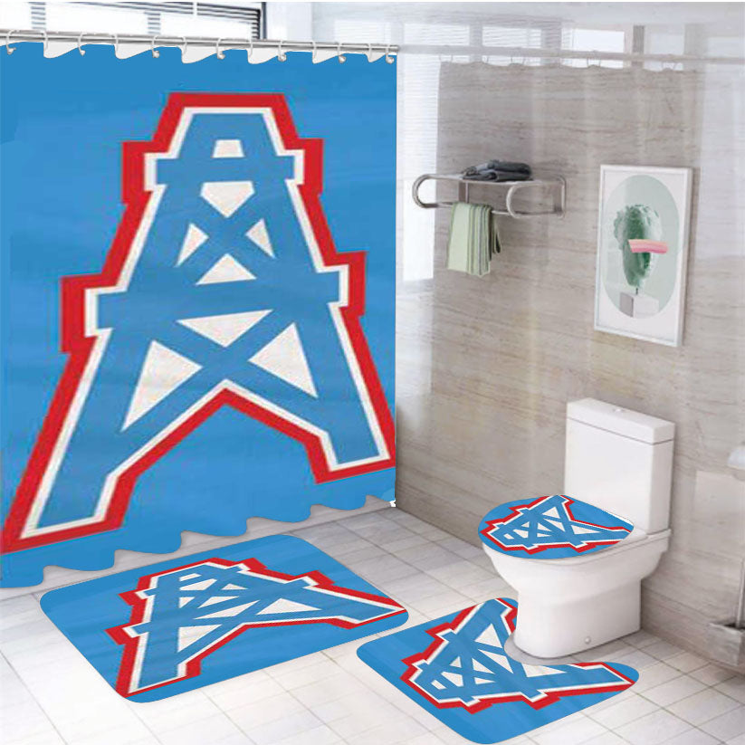 Houston Oilers Jersey Logo 4Pcs Bathroom Set Shower Curtain