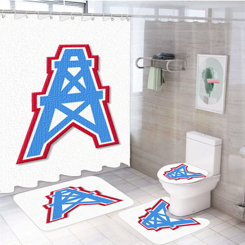 Houston Oilers Logo 4Pcs Bathroom Set Shower Curtain