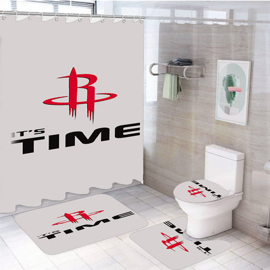 Houston Rockets Its Time 4Pcs Bathroom Set Shower Curtain