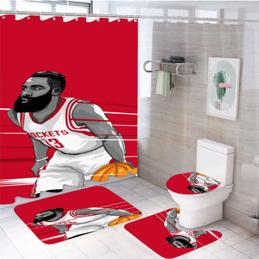 Houston Rockets James Harden 4Pcs Bathroom Set Shower Curtain