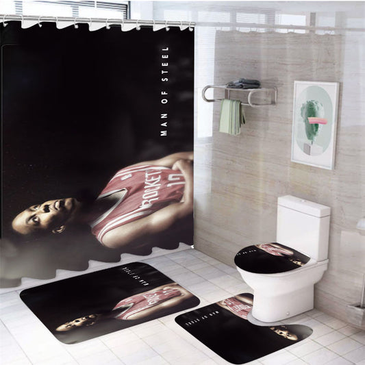 Houston Rockets Man Of Steel 4Pcs Bathroom Set Shower Curtain