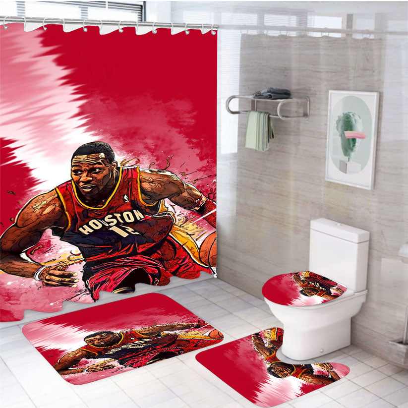 Houston Rockets Player 4Pcs Bathroom Set Shower Curtain