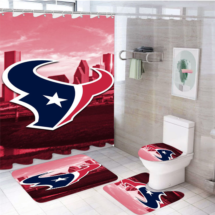 Houston Texans 4Pcs Bathroom Set Shower Curtain
