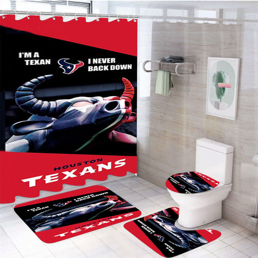 Houston Texans 2 4Pcs Bathroom Set Shower Curtain