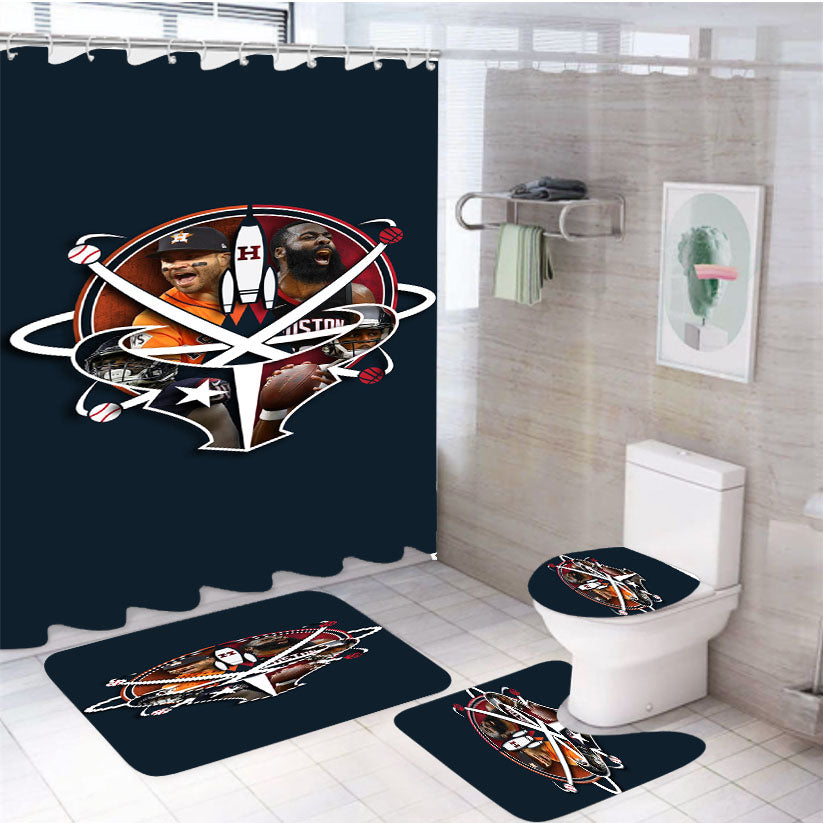 Houston Texans Fans Wallpaper 4Pcs Bathroom Set Shower Curtain