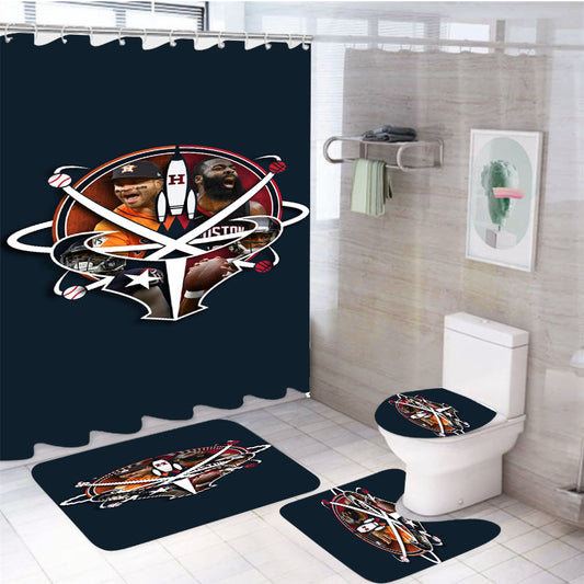 Houston Texans Fans Wallpaper 4Pcs Bathroom Set Shower Curtain